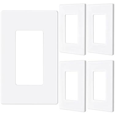 Imagem de EMITEVER Capa decorativa de placa de parede sem parafuso de 1 gangue para tomada de receptáculo e interruptor de luz, tamanho padrão 12 cm A x 7 cm L, placa frontal termoplástica inquebrável