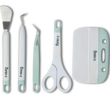 Imagem de Corey-z Ferramentas de vinil artesanal, conjunto de ferramentas de vinil de precisão, capinadores, pinças, tesouras, espátula, raspador GG e bolsa de armazenamento de feltro. Para vinil