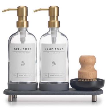 Imagem de Luxo Conjunto dispensador de sabonete de cozinha ORCHID HOME Clear Gla