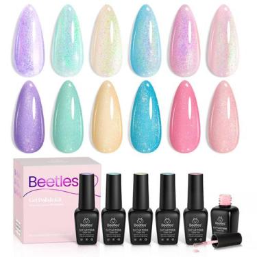 Imagem de Conjunto de esmaltes besouros Glitter Gel Pastel 6 cores para mulheres