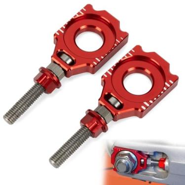 Imagem de PSLER 2 peças ajustador de tensor de corrente CNC - ajustador de corrente de blocos de eixo traseiro com escala de medição de dois lados - para alinhamento preciso e condução suave, compatível com