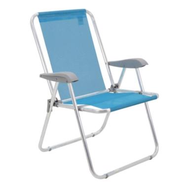 Imagem de Cadeira De Praia Tramontina Creta Master Em Alumínio Com Assento Azul