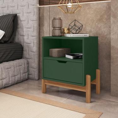 Imagem de Mesa de Cabeceira Antares Essenziale com 1 Gaveta 52cm Verde Oliva - C