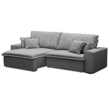 Imagem de Sofá Retrátil Reclinável Para Sala 3 Lugares 250cm Varsov F04 Veludo Cinza Claro - Lyam Decor