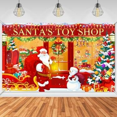 Imagem de Avezano Pano de fundo de Natal, faixa vermelha da loja de brinquedos do Papai Noel, pano de fundo para fotografia, decoração de loja de brinquedos do Papai Noel, decoração para festa de Natal