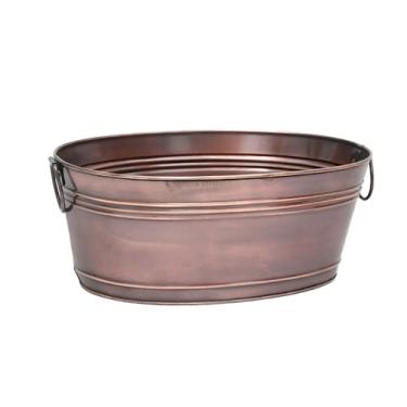 Imagem de IHI est. 1986 Balde de gelo para bebidas para coquetéis de vinho ou cerveja 25,4 x 40,6 cm cobre antigo oval de alumínio