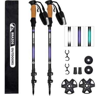 Imagem de Brazos Bastões de caminhada para caminhada | Bengala dobrável | 61 cm a 137 cm (par de 2) alumínio ultraleve de 275 g com aderência de cortiça | Caminhada em todos os terrenos e estações