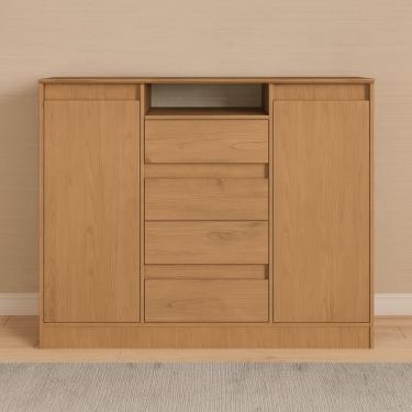 Imagem de Cômoda 4 Gavetas 2 Portas Alba Móveis Castro - Cedro