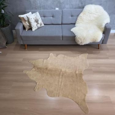 Imagem de Tapete De Couro Formato Bovino Bege 1,30x1,35m