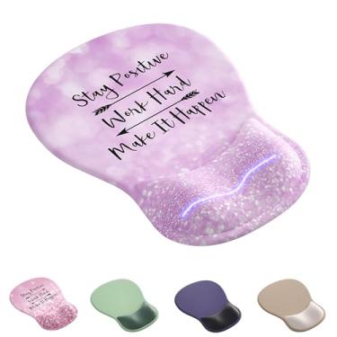 Imagem de Mouse pad ergonômico com descanso de pulso, bonito suporte de pulso de gel para mousepad - pequeno mini portátil para viagem, mouse pads para mesa, computador, escritório e decoração de casa (roxo