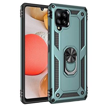 Imagem de SORAKA Capa para Samsung Galaxy A42 5G com suporte de anel de metal capa armadura à prova de choque borda de silicone macio capa traseira de policarbonato rígido com placa de metal para suporte