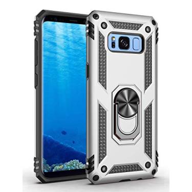 Imagem de SORAKA Capa para Samsung Galaxy S8 Plus com suporte de anel capa protetora para Samsung Galaxy S8 Plus capa traseira de policarbonato rígido com placa de metal para suporte magnético de telefone carro