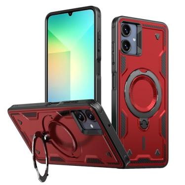 Imagem de SORAKA Capa para Samsung Galaxy A06 com suporte,compatível com MagSafe,Capa Samsung Galaxy A06 com chapa de ferro Capa resistente que absorve choques Proteção contra quedas de nível militar