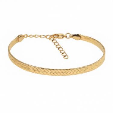 Imagem de Pulseira Bracelete Laminada Folheada Ouro 18k - Papillon Semi Jóias