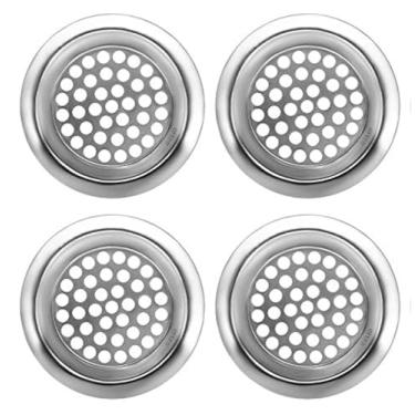 Imagem de Coador de ralo de banheira de metal para pia de banheiro – Pacote com 4 – Rolha de alimentos de aço inoxidável para banheira cesta de malha universal para banho