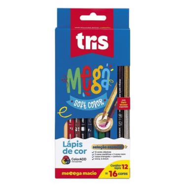 Imagem de Lápis de Cor c/ 16 Cores Mega Soft Color - Tris