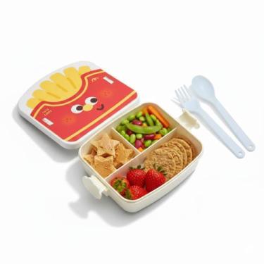 Imagem de Kit Marmita Lancheira Infantil 3 Divisórias 1,3L Pote Hermético Lanche