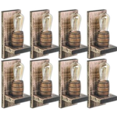 Imagem de Kit 8 Arandela Barril Delenha Decor Madeira Maciça Rústico