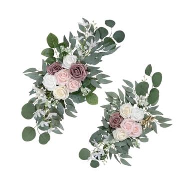 Imagem de Ｂｅｓｇａ Arco de casamento artificial com flores, arranjo floral, decoração de fundo para janela de placa de boas-vindas, Rosa