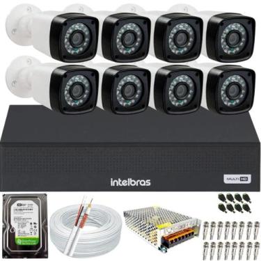 Imagem de Kit Cftv 08 Câmeras Segurança Full Hd Dvr Intelbras 4ch Completo