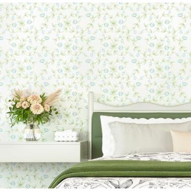 Imagem de Yullpaper Papel de parede de folha de papel de parede em creme removível neutro para quartos sala de estar papel de parede floral para contato adesivo e descascar papel de contato para armário rolo de