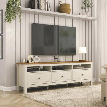 Imagem de Rack para TV 75 Polegadas 180cm em MDF Tampo Madeira Maciça Ananda Cab