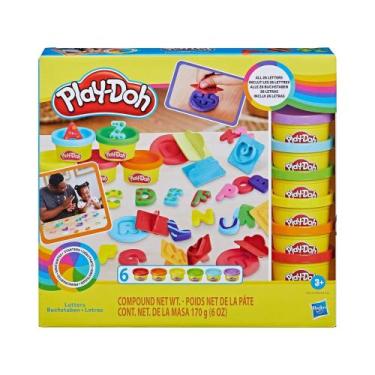 Imagem de Brinquedo Infantil Play-Doh Letras com 26 Carimbos e 6 Potes de Massin