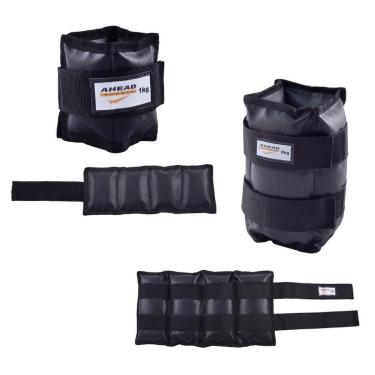 Imagem de Kit Pares De Caneleiras (tornozeleiras) 6kg  + 1kg Pretas Ahead Sports-Unissex