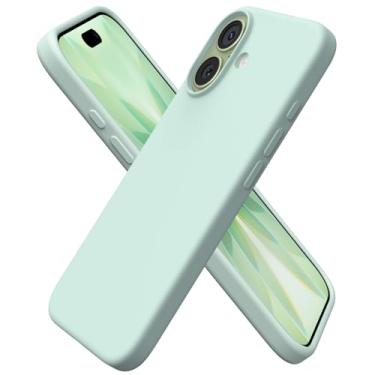 Imagem de ORNARTO Compatível com capa de celular, capa protetora fina de silicone líquido com 3 camadas totalmente coberta de borracha de gel macio, verde menta
