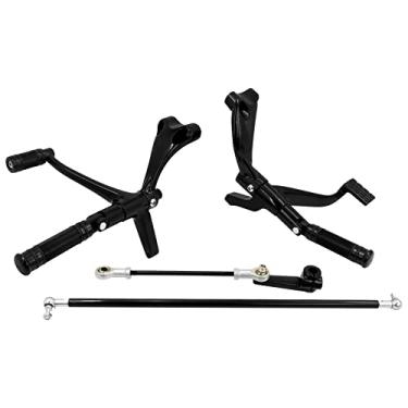 Imagem de HDBUBALUS Kit de controles de avanço de motocicleta pinos de pé alavancas de ligações adequado para Harley Sportster XL 883 1200 2004-2013 preto