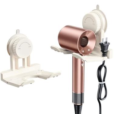 Imagem de Blissfuhue Suporte universal para secador de cabelo, suporte de parede para secador de cabelo, com ventosa forte e trava de bloqueio + organizador de plugue e cabo, ideal para banheiro, penteadeira e
