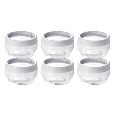 Imagem de " Kit 6 Potes Organizadores Gire e Trave Empilháveis Com Rosca 155ml Branco Plasútil Para Temperos Alimentos Objetos De Costura Botões. Perfeitos Para Organizar Todos Seus Objetos "