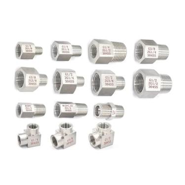 Imagem de 1 peça Adaptador de manômetro de pressão de aço inoxidável 304 de alta pressão estilo espessamento, encaixes de tubulação 1/20.3 cm 1/10.2 cm 3/20.3 cm (Neiwai-04)