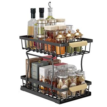 Imagem de Organizadores removíveis debaixo do lava-louça e armário de armazenamento, cesta, prateleira de armazenamento, prateleira de cozinha, prateleira para especiarias, armário de 2 níveis com gaveta de