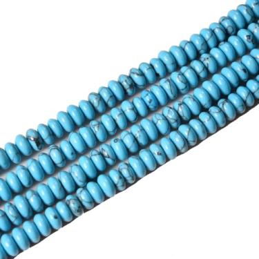 Imagem de Asingeloo 2 x 4 mm 150 peças contas de pedra Rondelle turquesa azul natural disco semiprecioso contas de pedras preciosas soltas para fazer joias DIY