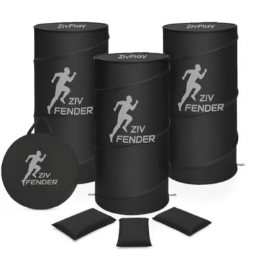 Imagem de ZivPlay Equipamento de treino de futebol e basquete Pop Up Defender para exercícios de treinamento de defesa com pacote de 3 sacos de areia e bolsa de transporte cor preta