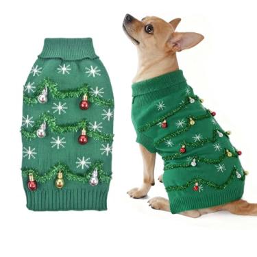 Imagem de Littledropet Suéter de Natal para cães, fantasia de árvore de Natal para cães pequenos e grandes, suéter de gato com capuz roupas para chihuahua buldogue labrador, P