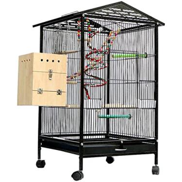 Imagem de Gaiola de pássaro gaiola de pássaro com suporte para pombinhos fio de ferro durável villa de pássaro de luxo, gaiola de papagaio com balanço, mastro de pé, gaiola de pássaro espaçosa grande espaço
