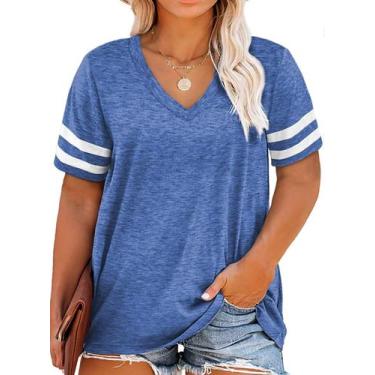 Imagem de Blusa túnica feminina Happy Sailed plus size listrada azul 2X