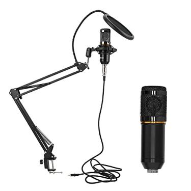 Imagem de RiToEasysports Kit Condensador Usb Microf de Som Profissional para Pc-computador Desktop Estúdios de Gravação de Streaming Corpo de Tubo Preto + Cabeça de Rede Prateada (Preto + Preto)