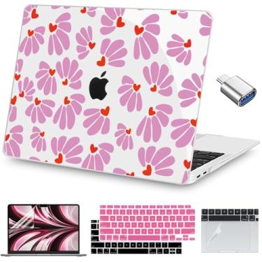 Imagem de Teryeefi Capa para MacBook Air 13 M1 2020 2019 versão 2018 A2337 A2179 A1932, capa rígida transparente para laptop com protetor de tela, capa de teclado e filme trackpad e adaptador tipo C, Pretty