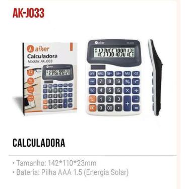 Imagem de Calculadora Eletrônica 12 Dígitos Aiker AK-J033 - Ideal para Cálculos 