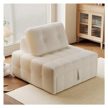 Imagem de Sofá-cama dobrável Sofá-cama dobrável conversível - cadeira-cama com travesseiro, para sala de estar/dormitório/uso hóspedes/escritório doméstico/apartamento, tamanho único(Branco,100cm)