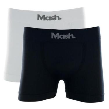 Imagem de Kit Com 2 Cuecas Boxer Preto/Branco Mash 711 Microfibra, M, Preto, Bra