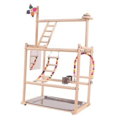 Imagem de Dualoai Suporte para, playground para pássaros, poleiro de madeira, academia, cercadinho, suporte para periquito, pássaros pequenos,