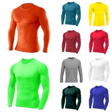 Imagem de Kit 10 Camisas Masculina Manga Longa Malha Fria - Genérico, Kit 3, M