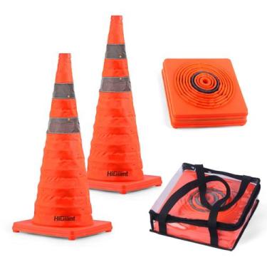 Imagem de Pacote com 2 Cones de segurança de trânsito dobráveis Higiant 70 cm la