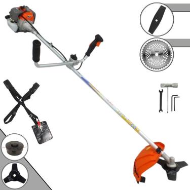 Imagem de Roçadeira Podador de Grama À Gasolina VR330-P 2T 33cc 1,2HP de Alta Performance Com Carretel e Faca 3 Pontas + EXTRA Faca 2 Pontas e Faca 40 Dentes