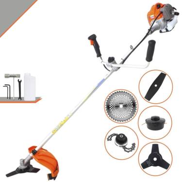 Imagem de Máquina de Corta Grama Vulcan VR430P À Gasolina 2T 43cc 1,7HP 10.000rpm Multifunções  Completa Com Carretel de Nylon + 4 Lâminas de Corte