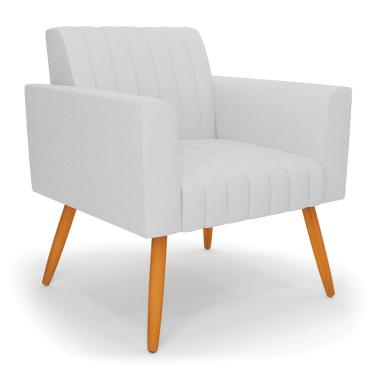 Imagem de Poltrona Viena Gomada Linho Cinza A05 Pés Palito Castanho - D'Rossi